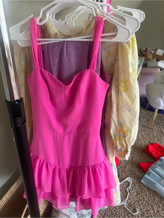 REVOLVE Dresses & Skirts - REVOLVE Bright Hot Pink Ruffle Mini Dress